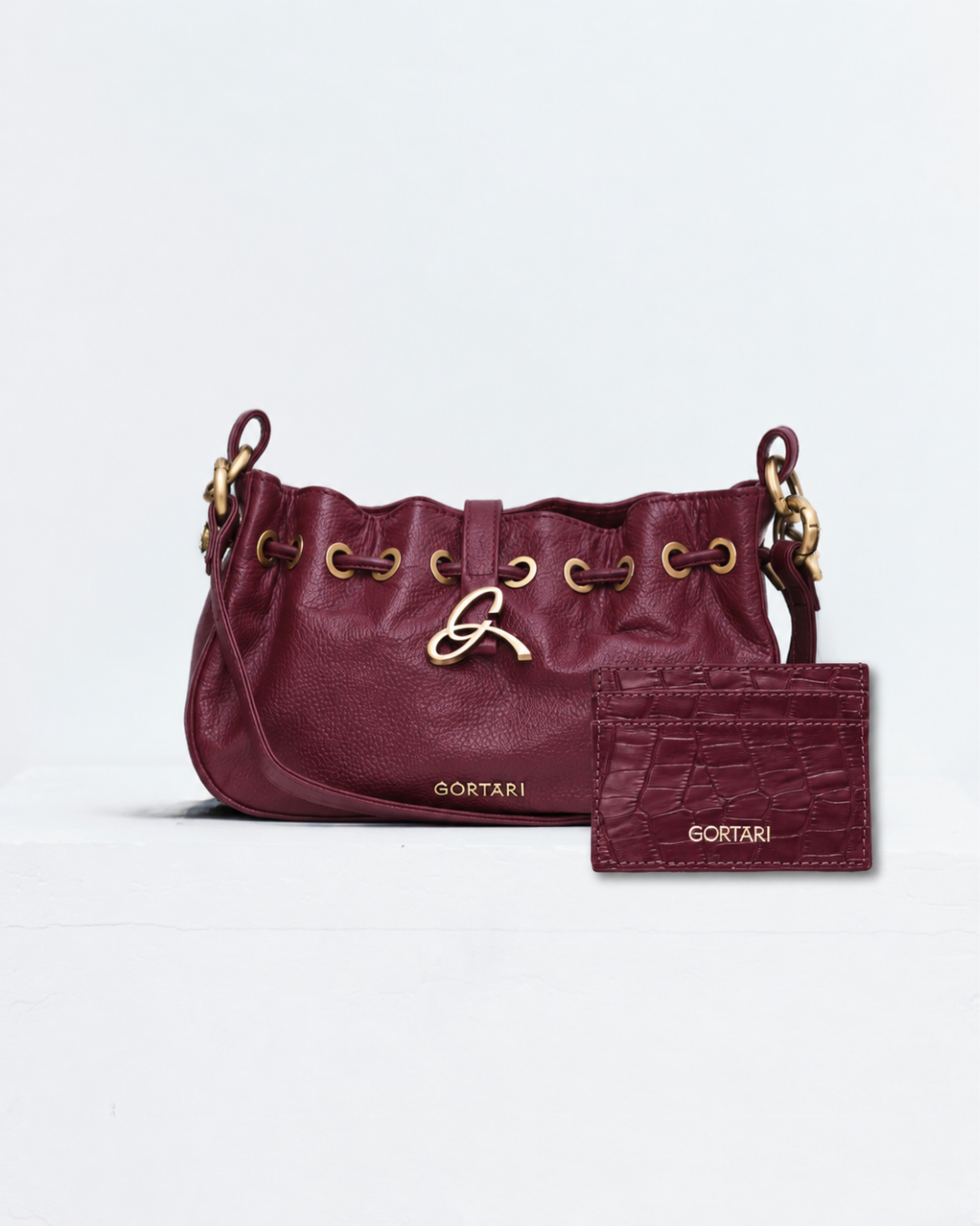 Bolso + Tarjetero Burgundy